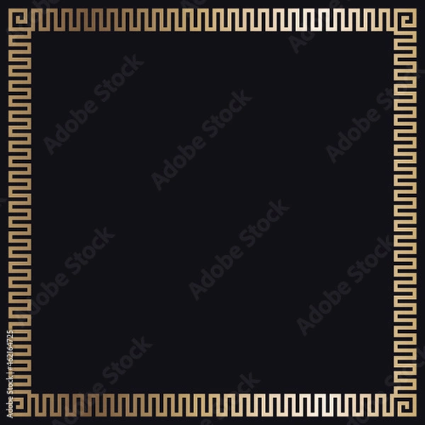 Fototapeta Greek gold frame on a black background, vector
