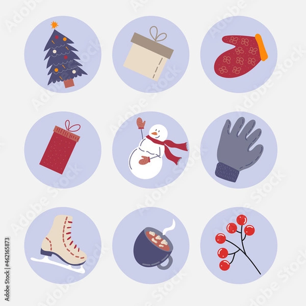 Fototapeta Winter vector pattern. Part of Christmas backgrounds collection. Can be used for wallpaper, pattern fills, surface textures, fabric prints, packaging
