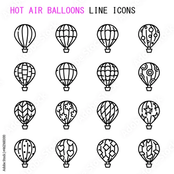 Obraz Hot air balloons line icons