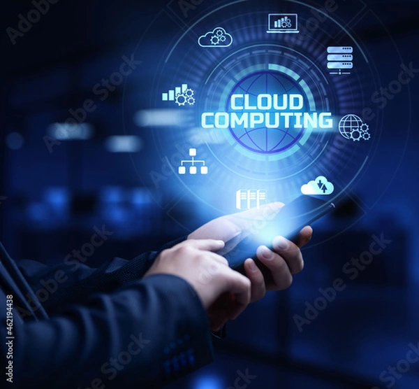 Fototapeta Cloud technology data storage processing internet concept.
