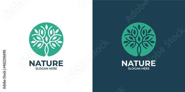 Fototapeta linear style nature tree logo set