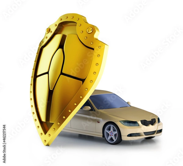 Fototapeta 3d illustration of a car protected by the shield.