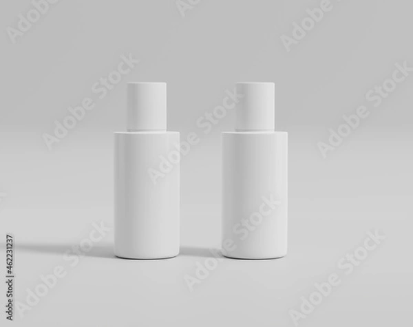 Fototapeta Blank white cosmetic packaging mockup, plastic container on empty background