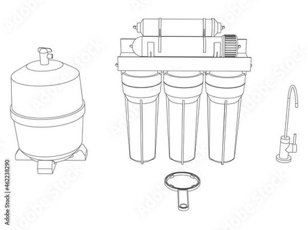 Fototapeta Vector drink water filter, reverse osmosis home system