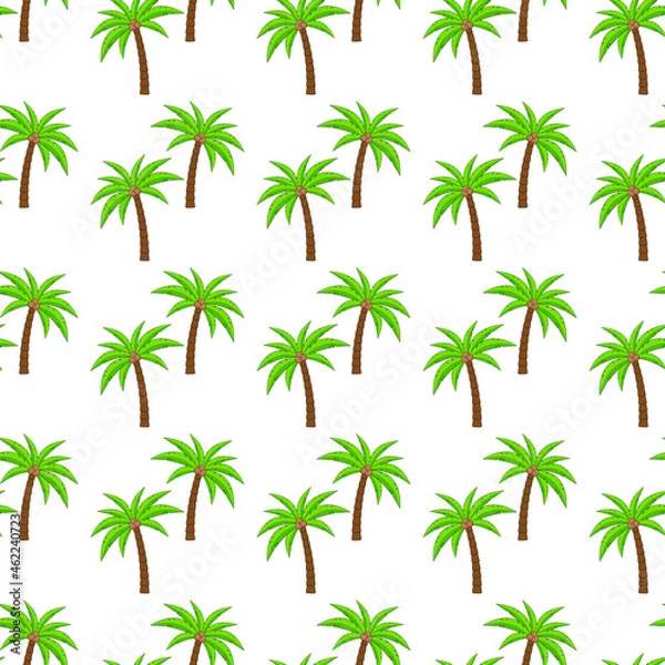 Fototapeta Palm trees with coconuts, seamless pattern. Background with coconut palms, vector.
