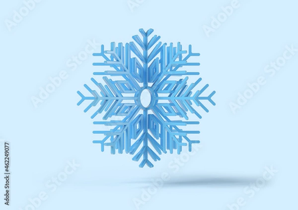 Fototapeta Snowball isolated from blue background, 3d rendering