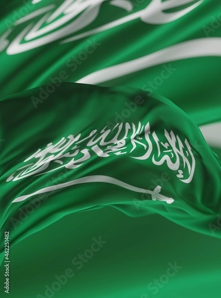Obraz Abstract Saudi Arabia Flag 3D Rendering (3D Artwork)