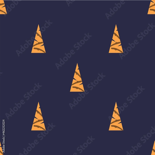 Fototapeta Cute Christmas tree in tiger color. seamless pattern Cartoon Christmas tree. Vector illustration 