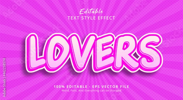Fototapeta Editable text effect, Lovers text on headline poster style effect