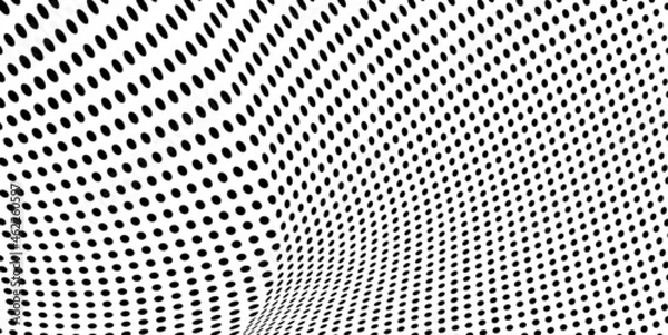 Fototapeta The halftone texture is monochrome. Vector chaotic background.