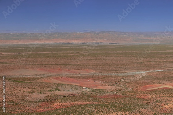 Obraz Africa Morocco desert Atlas mountains nature rock landscape with river palm under blue sky hot weather 