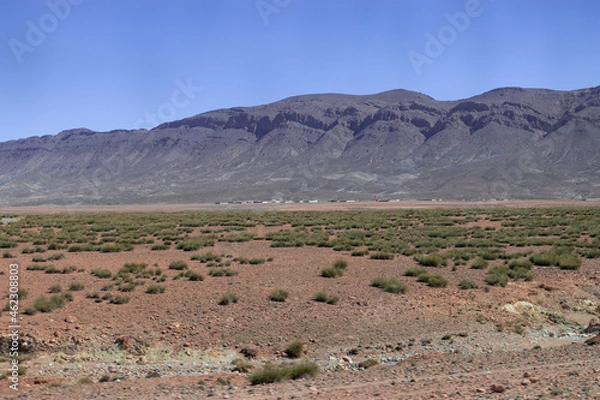 Obraz Africa Morocco desert Atlas mountains nature rock landscape with river palm under blue sky hot weather 