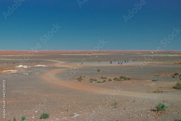 Obraz Africa Morocco desert Atlas mountains nature rock landscape with river palm under blue sky hot weather 