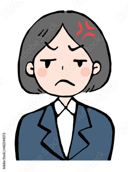 Fototapeta 怒った女性のイラスト
