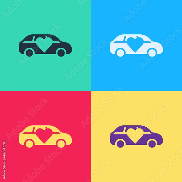 Fototapeta Pop art Luxury limousine car icon isolated on color background. For world premiere celebrities and guests poster. Vector