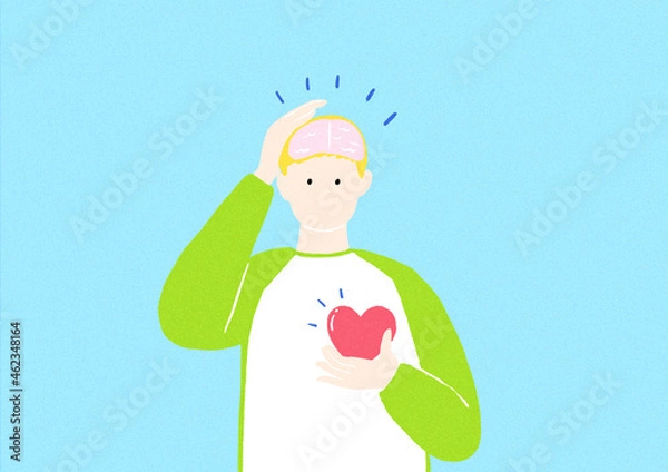 Fototapeta 脳と心の人物イラスト