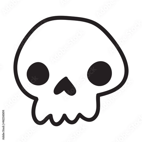 Fototapeta Hand drawn cartoon doodle skull. Funny cartoon skull isolated on white background.