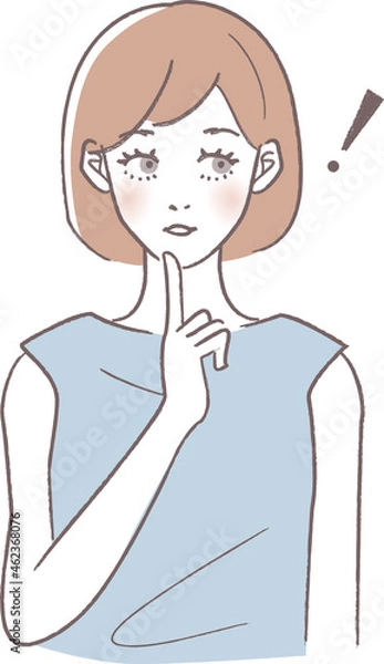 Fototapeta ポイントに気づいたシンプルな女性のベクターイラスト