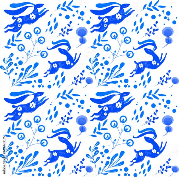 Fototapeta Vector illustration, pattern for a postcard, for fabric. children's illustration, blue. seamless cartoon pattern. child.