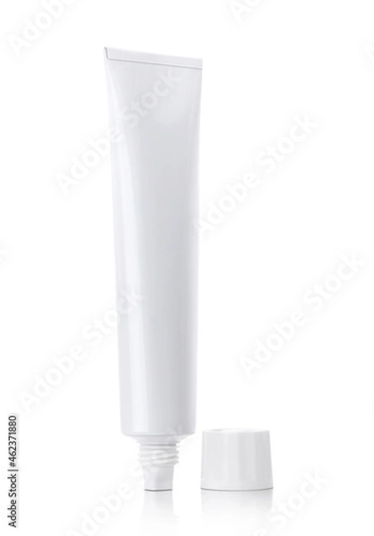 Fototapeta white tube for toothpaste or cosmetic product design mock-up isolated on white background