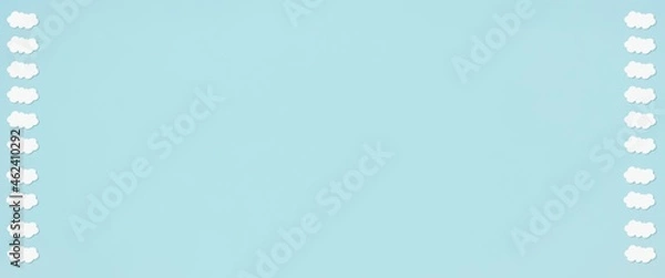 Fototapeta Valentines heart balloon with people flying and floating on blue sky background. Paper Cut Design Illustration of love for Happy Mother's or Valentine's Day greeting card design.