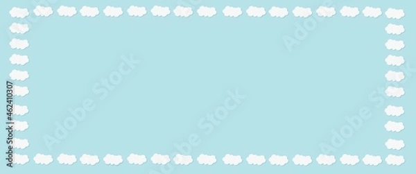 Fototapeta Valentines heart balloon with people flying and floating on blue sky background. Paper Cut Design Illustration of love for Happy Mother's or Valentine's Day greeting card design.