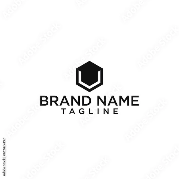 Fototapeta Letter u hexagon logo design
