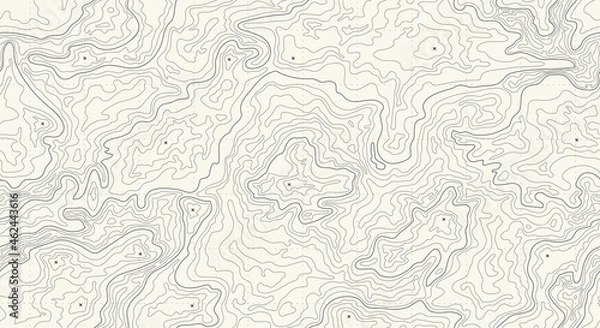 Obraz Topographic map. Height map with contour lines and dotted line grid seamless vector pattern background illustration