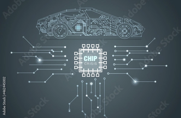 Obraz global chip crises. Car computer chips