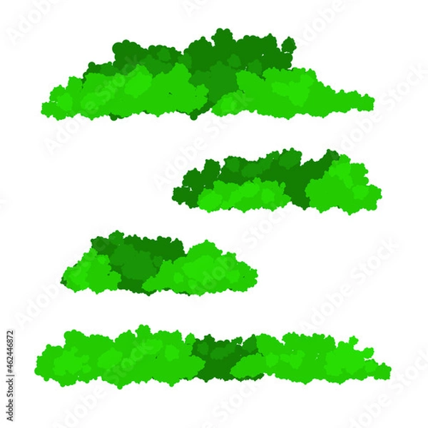 Fototapeta Bushes and vegetation in a cartoon style. Set for your design. Vector illustration in flat style. EPS10