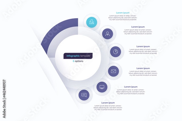 Fototapeta Six option circle infographic design template. Vector illustration
