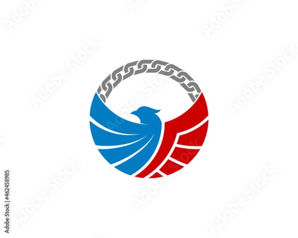 Fototapeta Eagle with circle chain shape logo