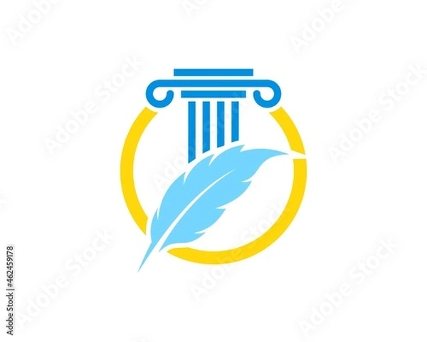 Fototapeta Circle shape with law pillars and feather inside