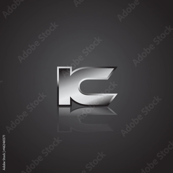 Obraz Simple Modern Initial Logo Vector Silver Metal chrome IC