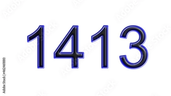 Obraz blue 1413 number 3d effect white background