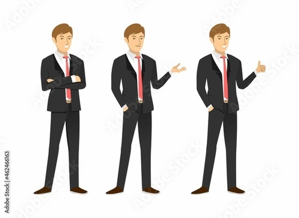 Fototapeta Set of young Businessman character design vector on white background