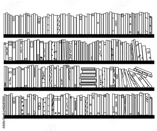 Fototapeta Bookcase on an isolated background. Sketch. Vector illustration.