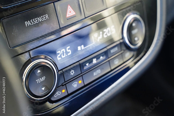 Fototapeta Temperature button and climate control in a car.