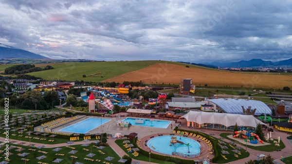 Obraz Aerial view of the Tatralandia swimming pool in the town of Liptovsky Mikulas in Slovakia