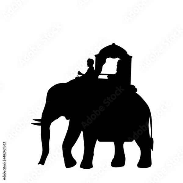 Fototapeta Silhouette elepant with passenger. Tradition tourism.