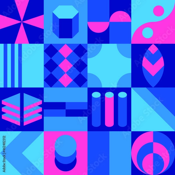 Fototapeta Colorful geometric background design - seamless funky pattern illustration