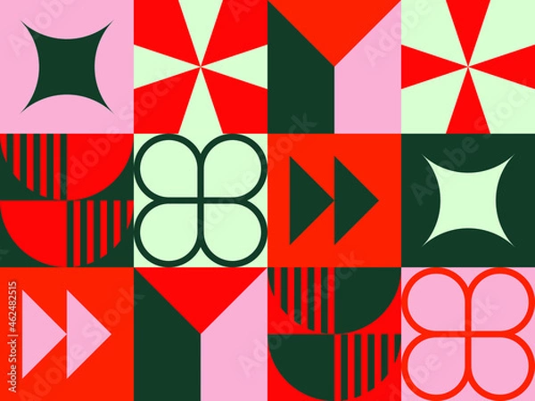 Fototapeta Geometric seamless pattern design with bright colors