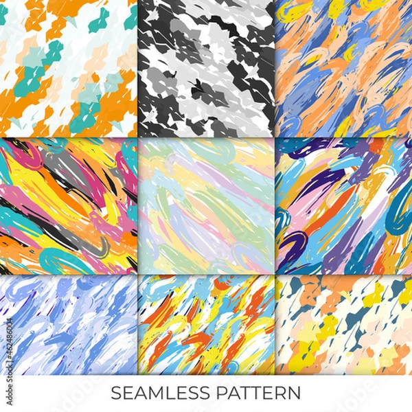 Obraz set collection seamless pattern brush strokes pattern spots blobs paint bright print background