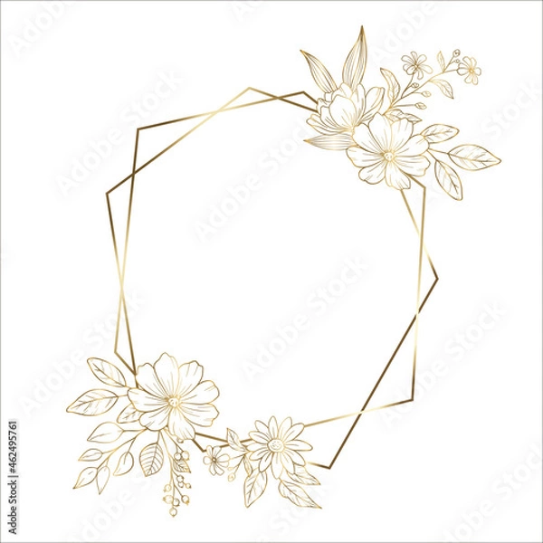 Fototapeta 金色の花の装飾フレーム