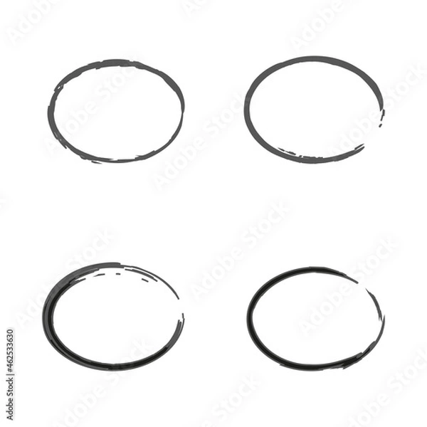 Obraz Black ink oval icon. Abstract geometric figure. Hand drawn art. Design element. Vector illustration. Stock image. EPS 10.