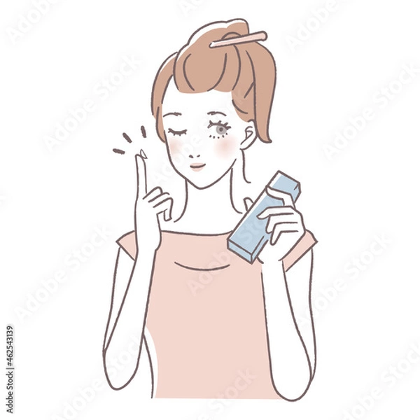 Fototapeta コンタクトレンズを使う女性の美容系イラスト