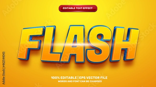 Fototapeta flash hero editable text effect for cartoon comic game title style template on yellow background