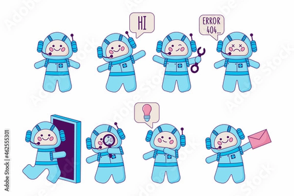 Fototapeta Set chat bot icon. Virtual assistant for website. Chatbot concept for customer service.