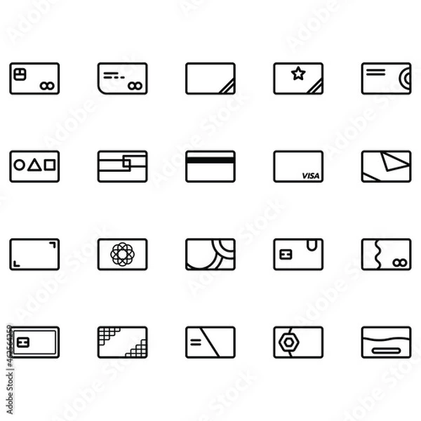 Fototapeta Credit card vector set on white background.