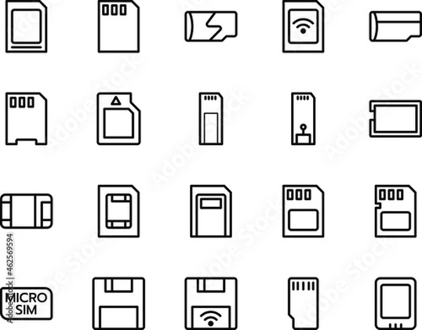 Fototapeta Memory card vector on white background.